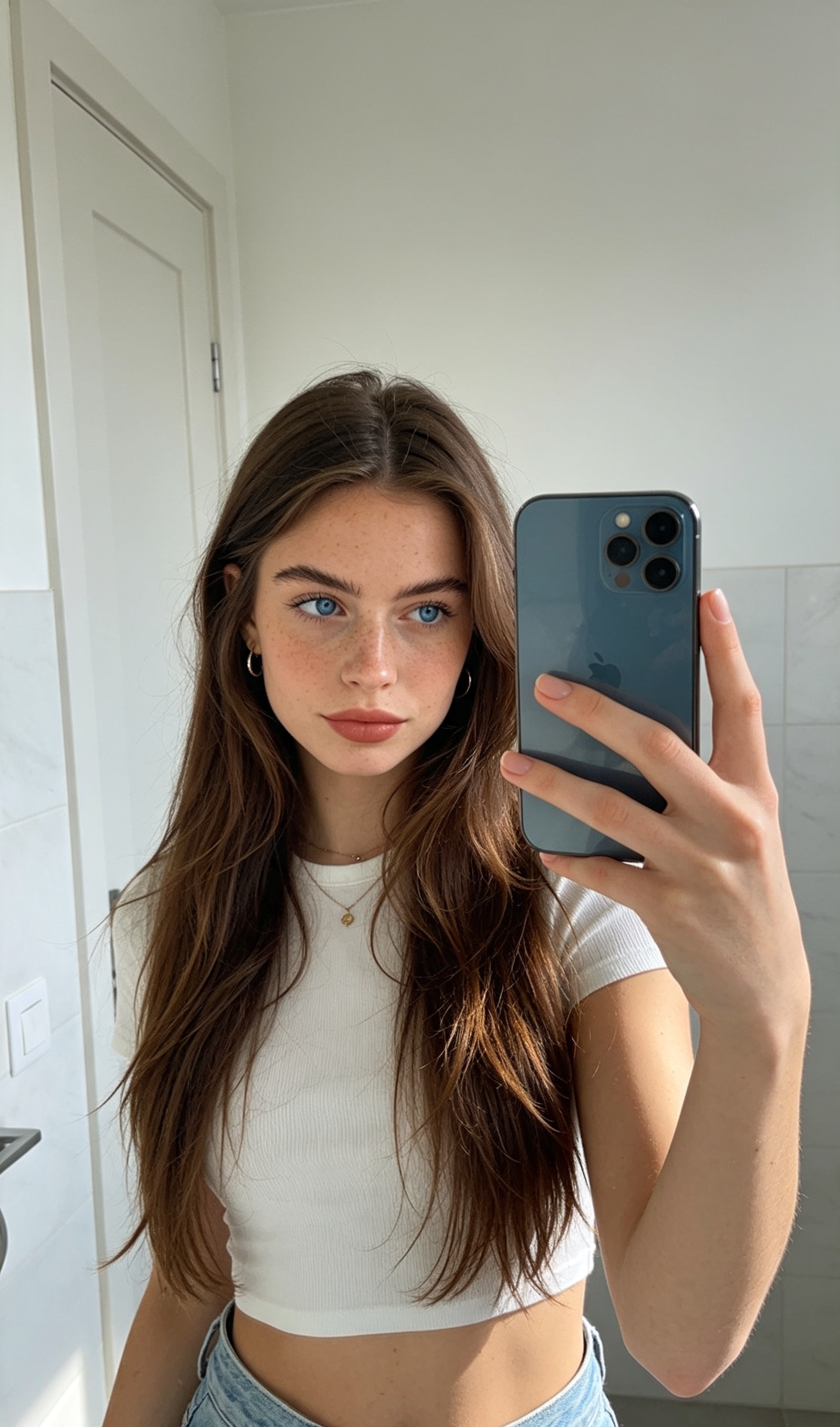 Selfie de Nina devant un miroir