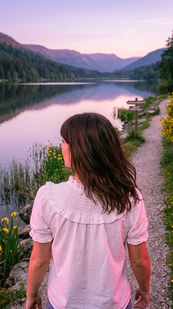 Julie en balade près du lac de la Moselotte